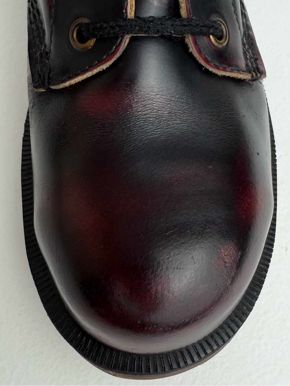 Vintage Dr. Martens 10 Eye Oxblood Red Black Rub Off Steel Toe MIE Boots UK 5 - Picture 8 of 16